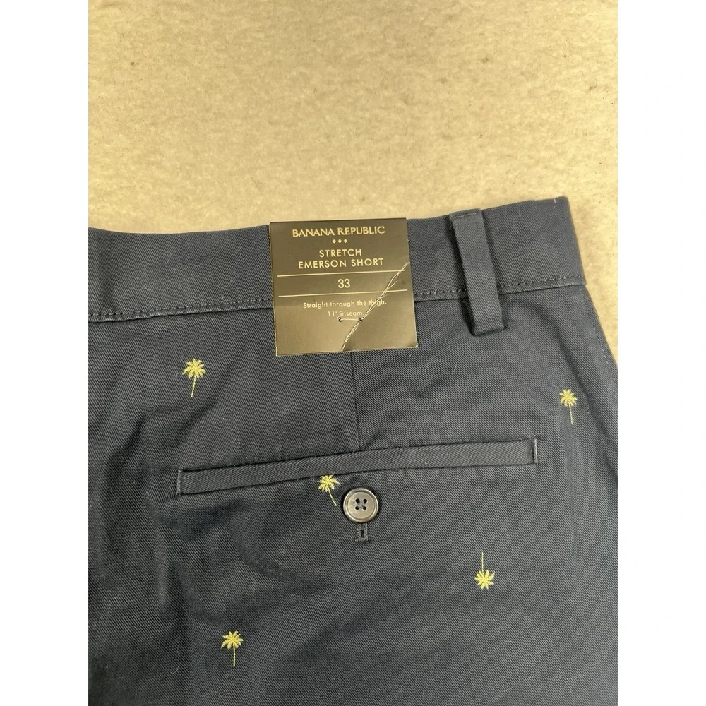 Banana Republic Emerson Embroidered Flat Front‎ Shorts Palm Tree NWT size 33